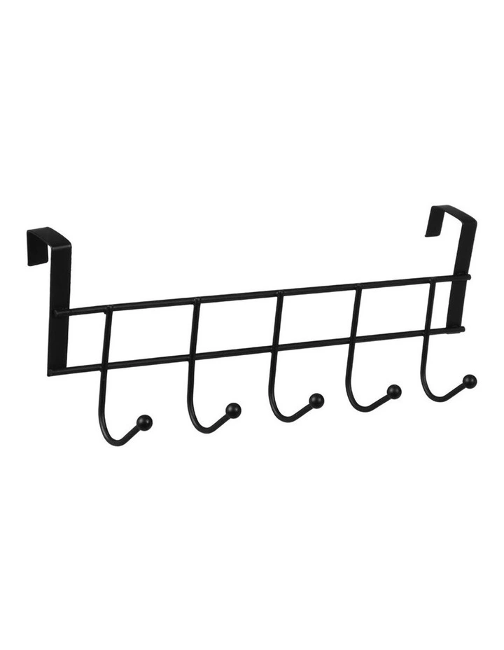5 Hooks Over Door Hook Hanger Storage Hanging Holder Organiser Black