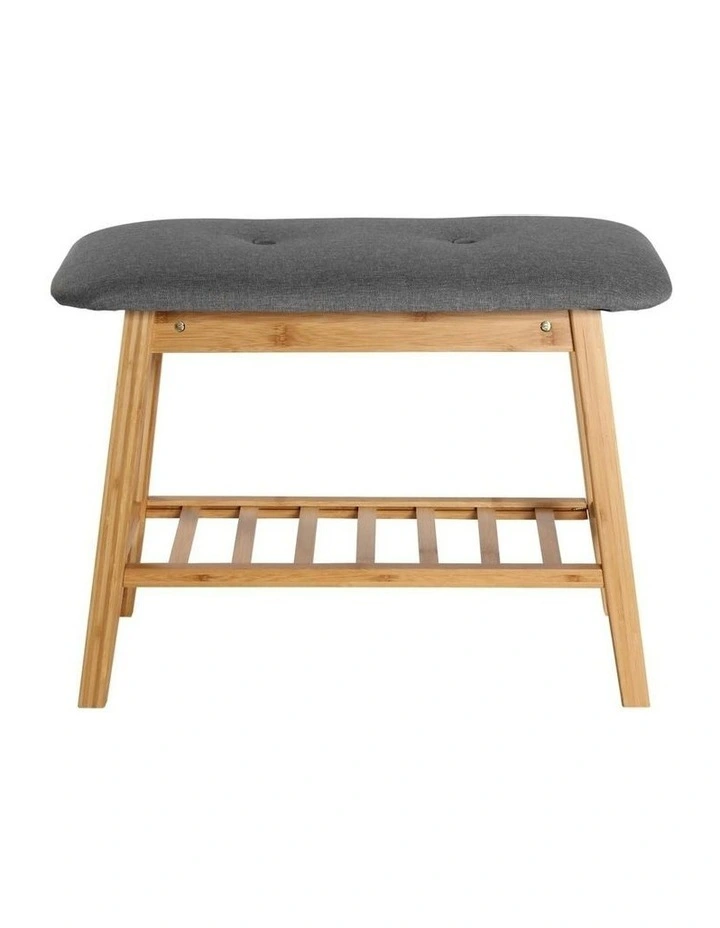 Multifunctional Natural Bamboo Shoe Bench 60x30.5x44cm in Brown