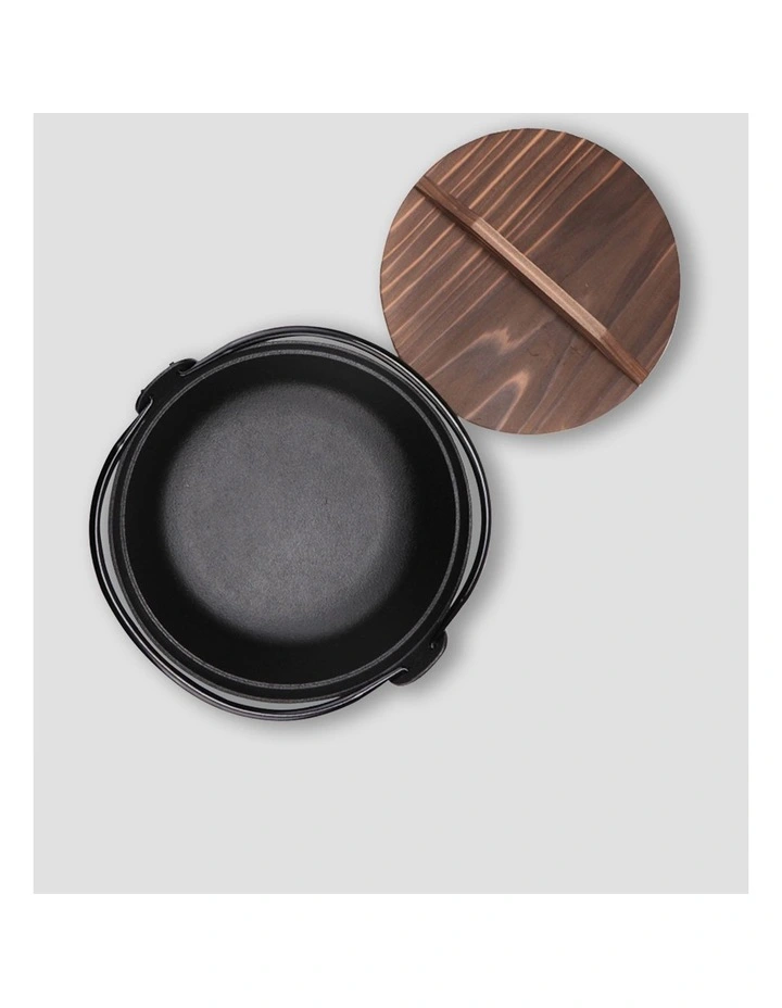 Hot Pot with Wooden Lid 25cm in Black