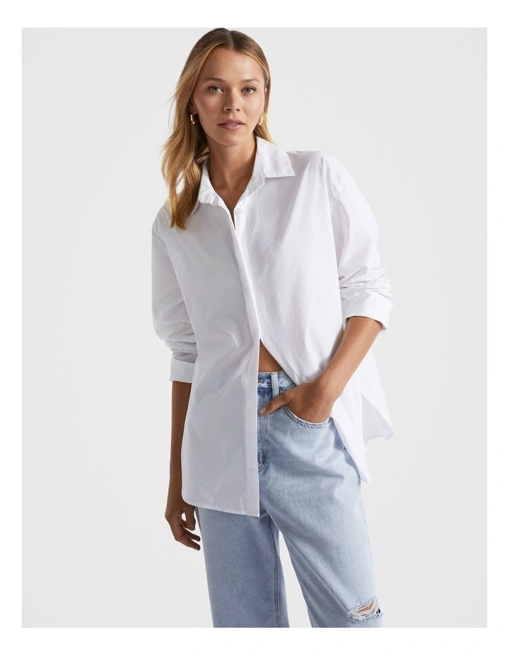 Poplin Classic Shirt in Whisper White