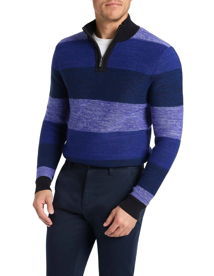 Fitzroy 1/4 Zip Knit in Navy Multi