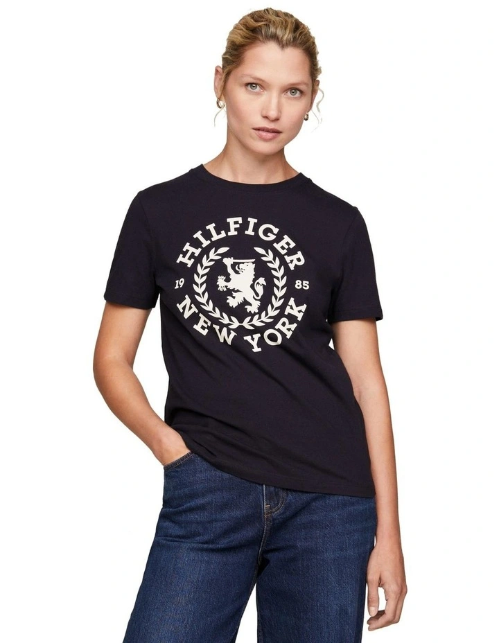 Regular Crest Crew Neck Tee in Blue