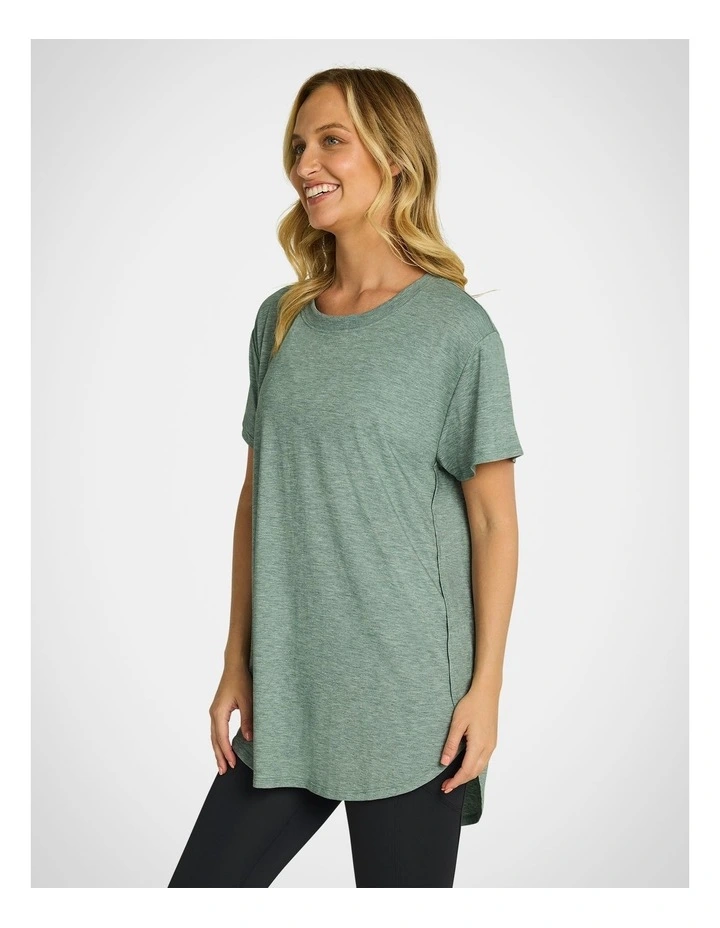 Longline Tee in Green Smoke