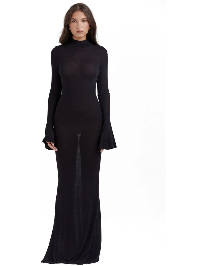 Sancha Knit Maxi Dress in Black