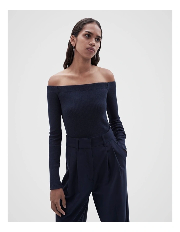 Off Shoulder Top in Navy