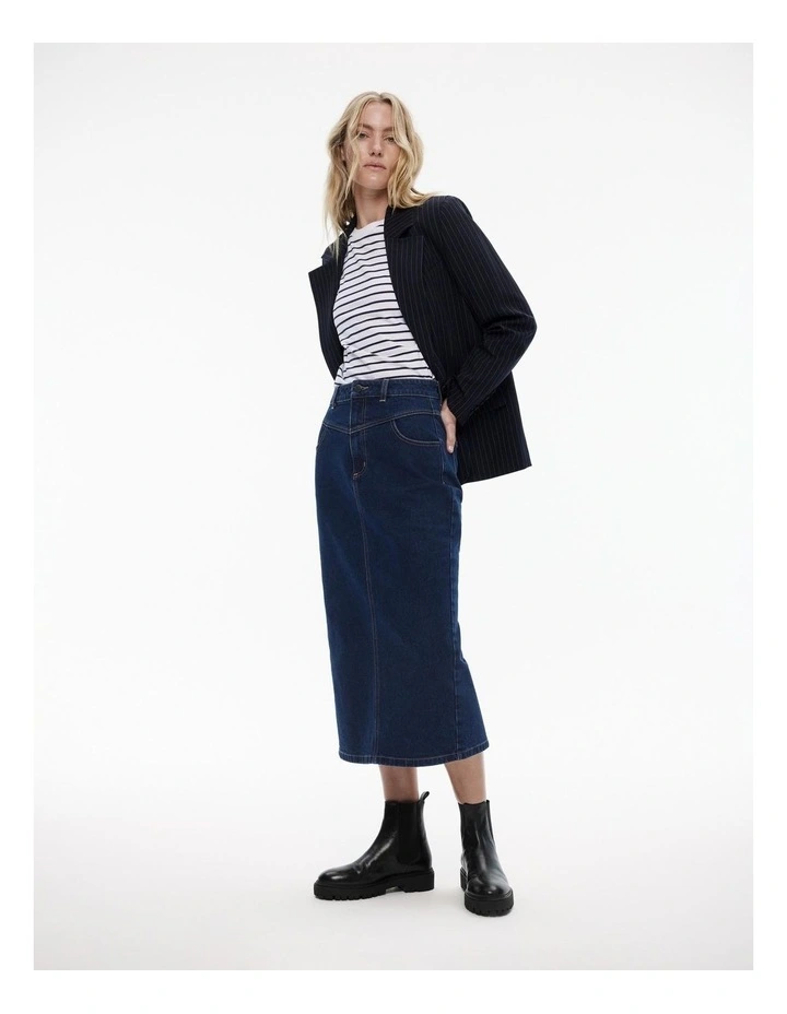 Stripe Staple Cotton Crew in Ink