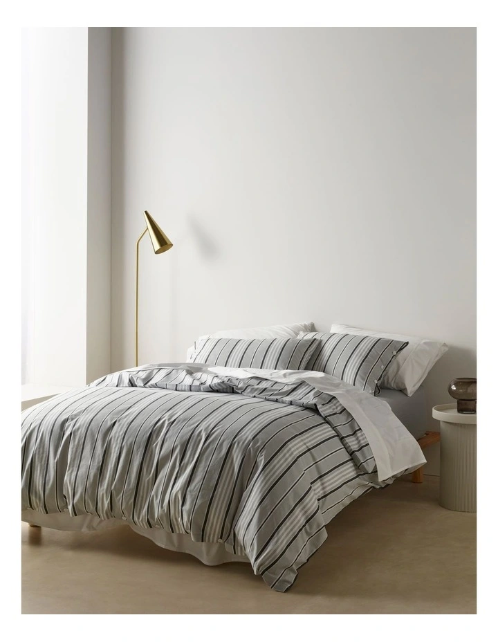 Axel Printed Cotton Quilt Cover Set in Ash