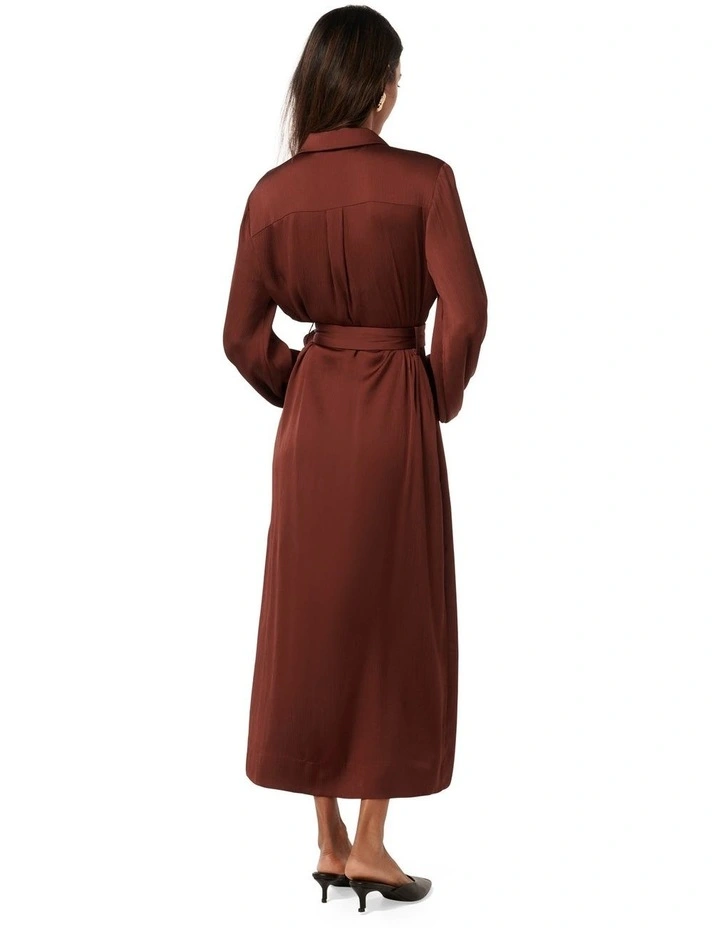 Gracie Shirt Midi Dress in Red