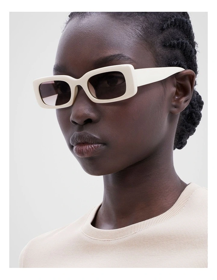 Cannes Rectangular Sunglasses in Cream