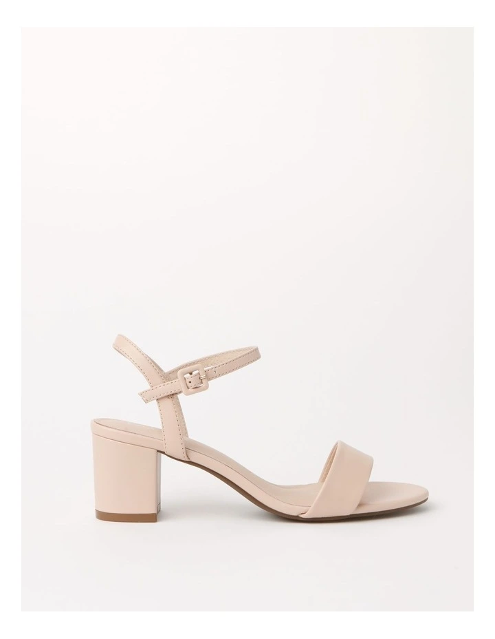 Roma Leather Block Heel Sandal in Beige