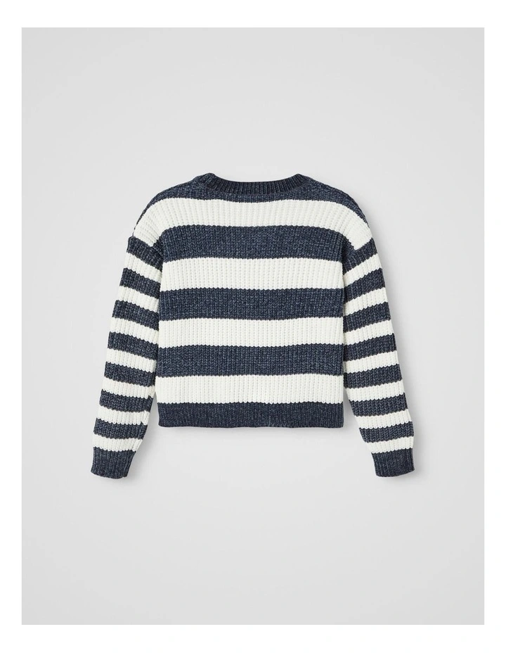 Janna Striped Knit Sweater in India Ink