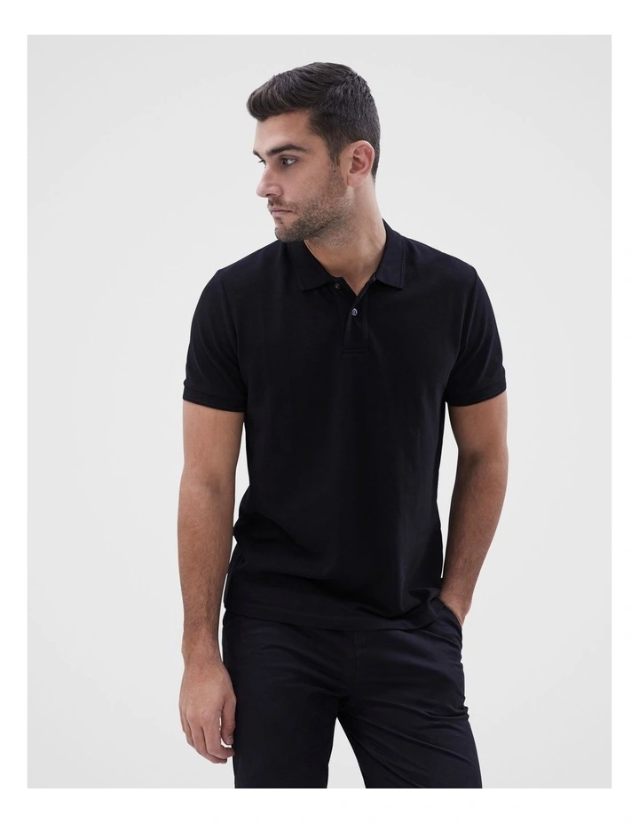 Pique Polo in Black
