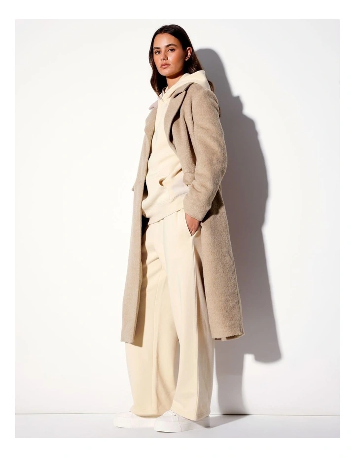 Longline Brushed Coat in Camel