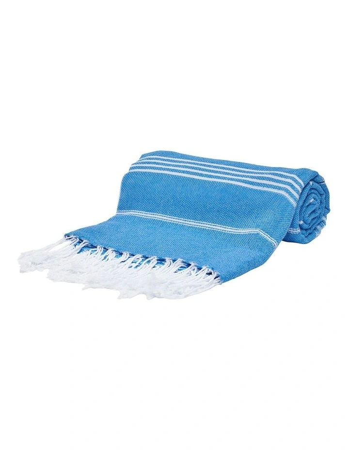 Thin Turkish Towel in Light Blue/White