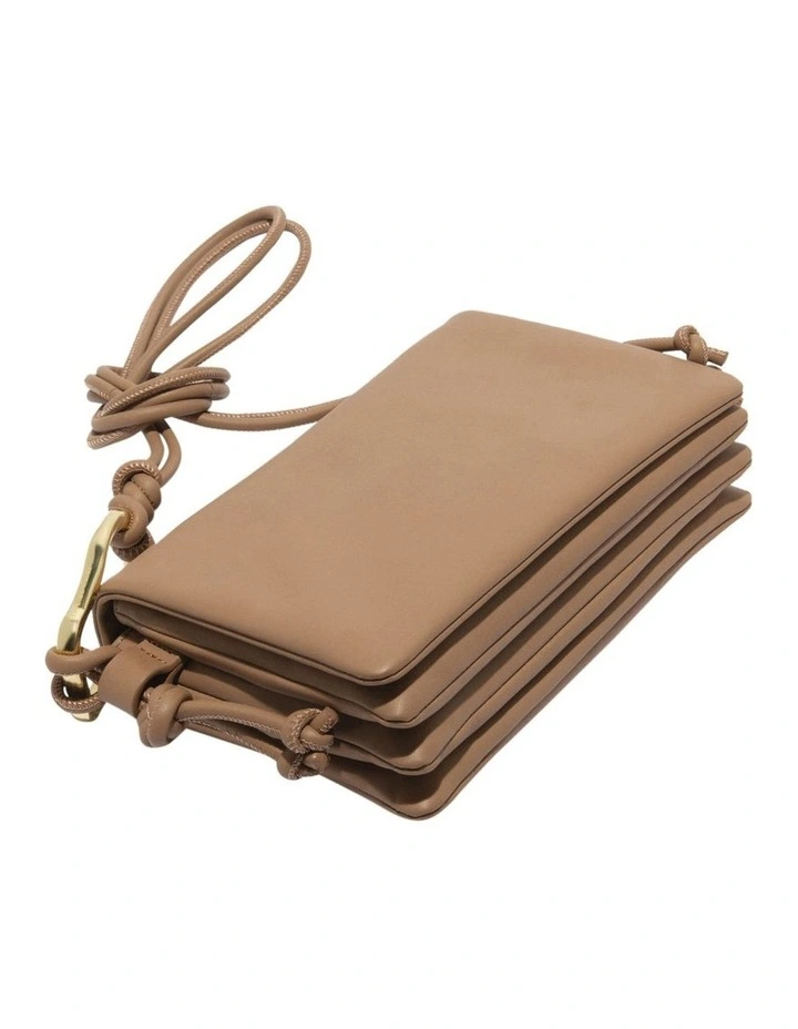 Feature Ring Multi Gusset Crossbody Bag in Taupe