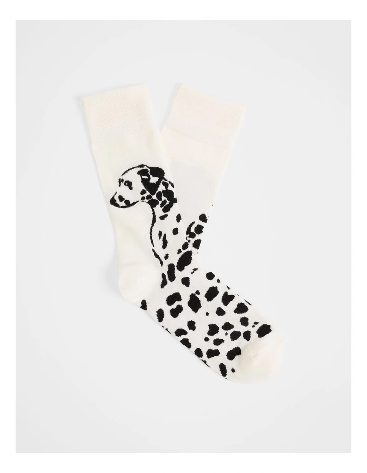 Dalmatian Sock in White