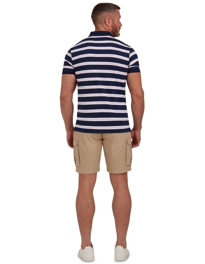 Tram Stripe Jersey Polo in Pink