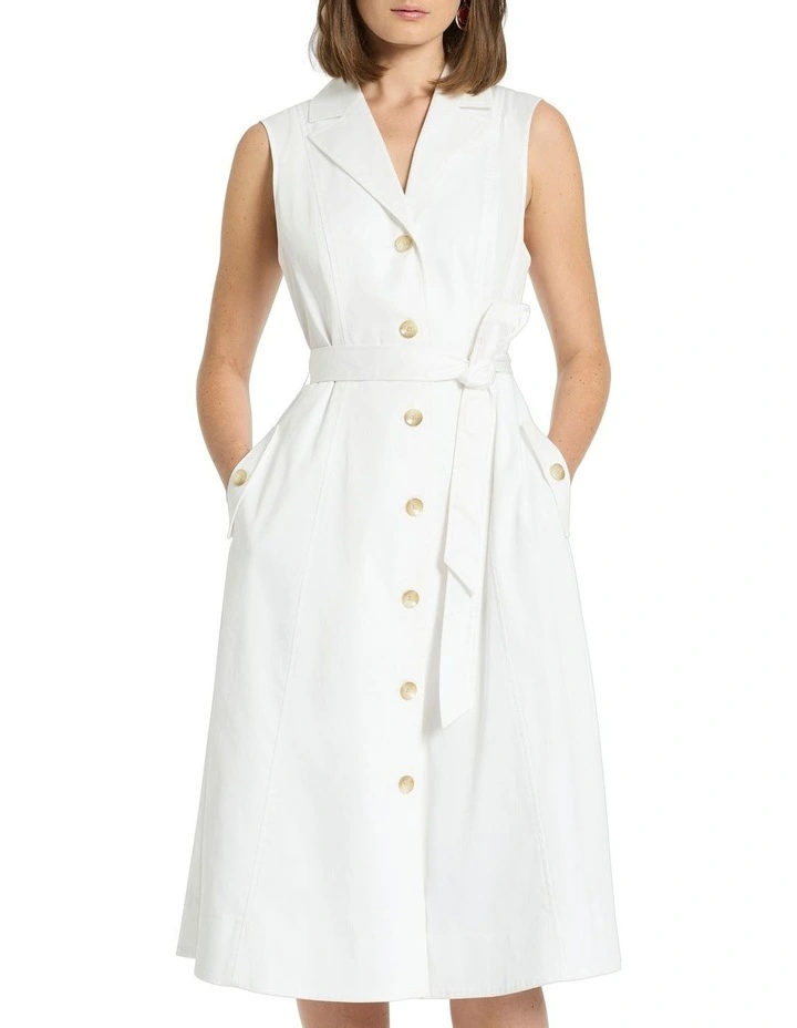 Lidie Button Front Dress in Ivory