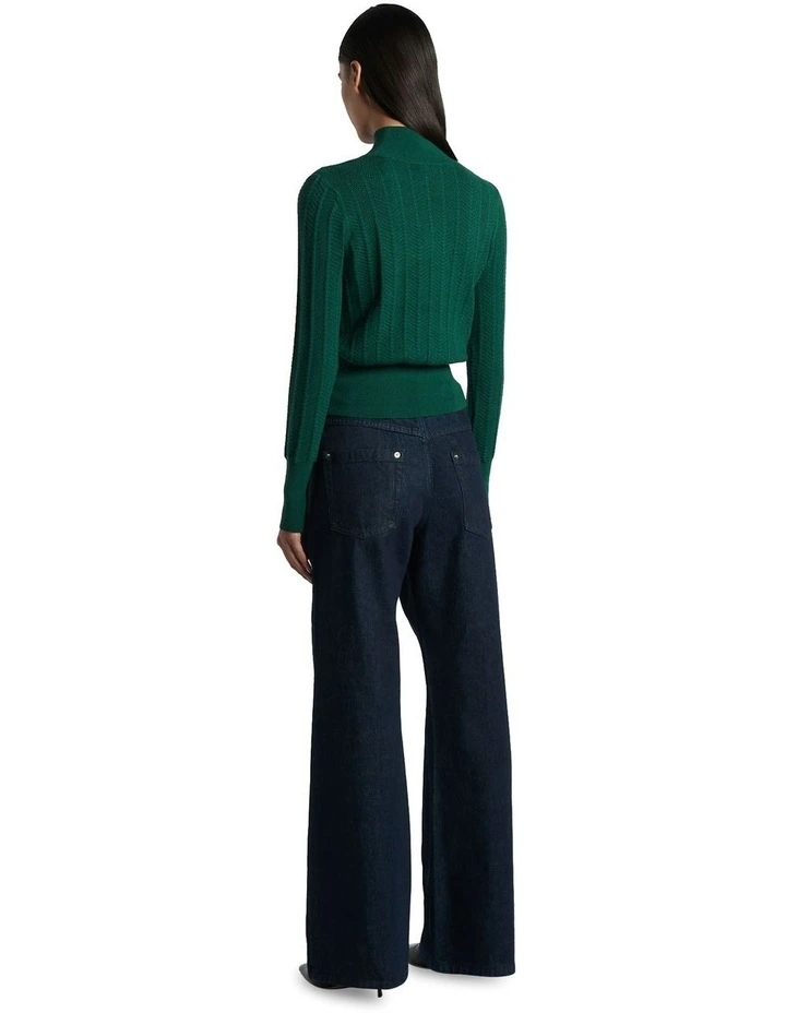 Chevron Stitch Sweater in Bottle Green