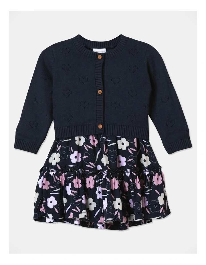 Dress With Cardigan Set in Navy