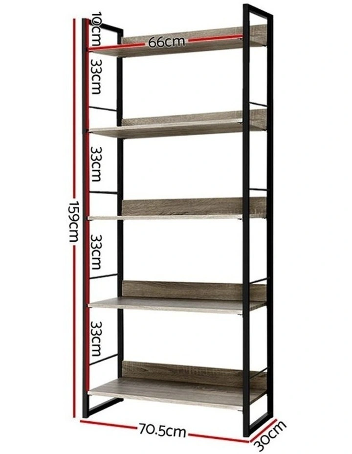 Bookshelf Wooden Display Shelves Bookcase Shelf Storage Metal Wall Black