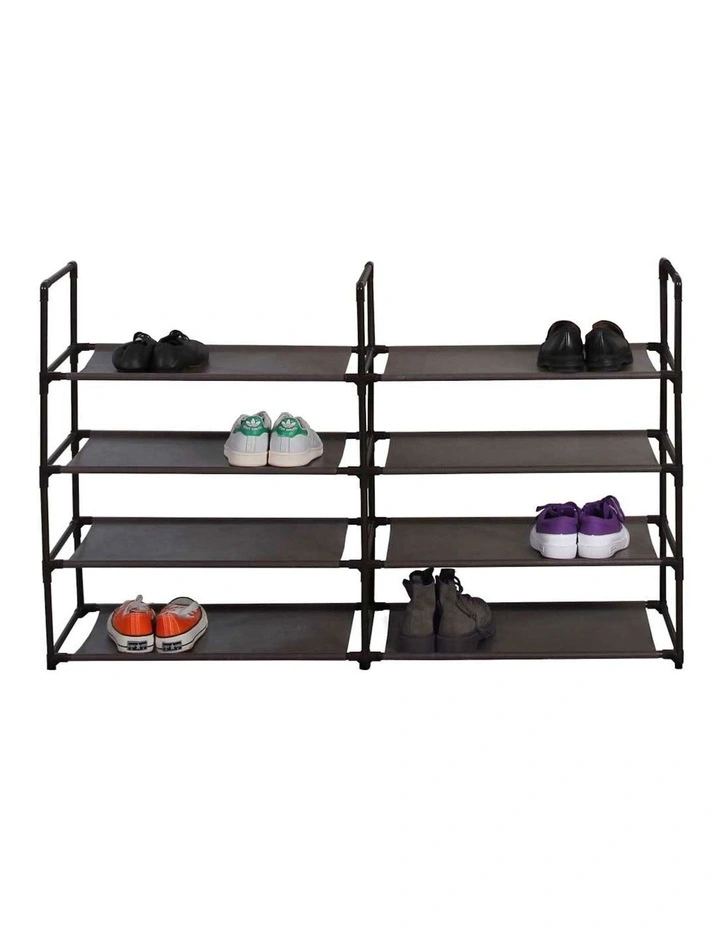 Durable 8 Tier Stackable Standing Shoe Storage in Black