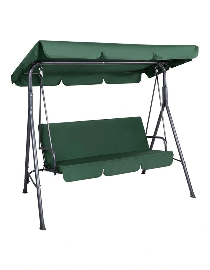 Outdoor Swing Chair Garden Bench Furniture Canopy 3 Seater in Green