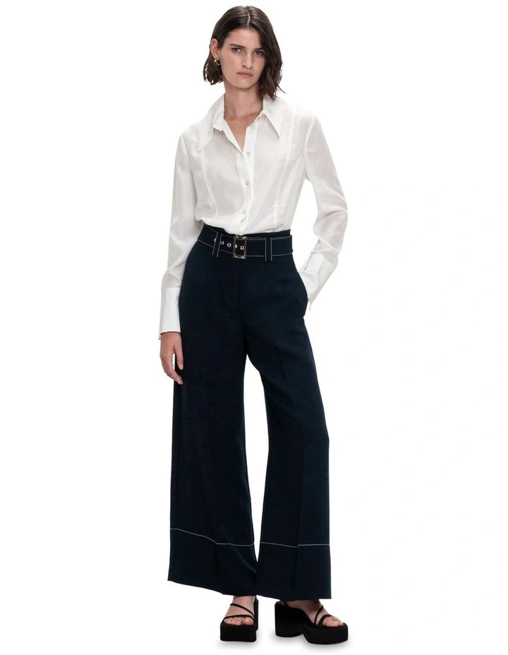 Silky Viscose Slim Shirt in Ivory