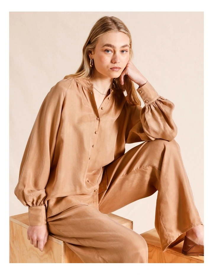 Cupro Soft Blouse in Tan