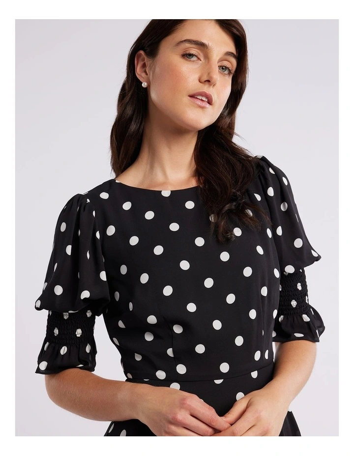 Dalmatian Midi Dress in Black/Ivory