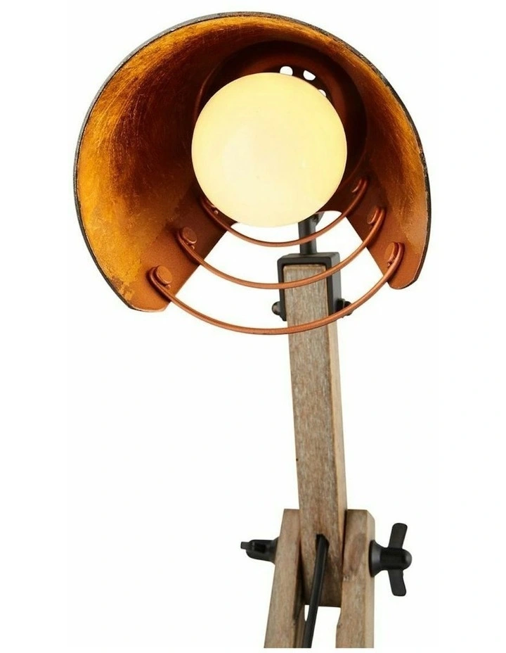 Scandi Modern Natural Wooden Table Lamp in Black