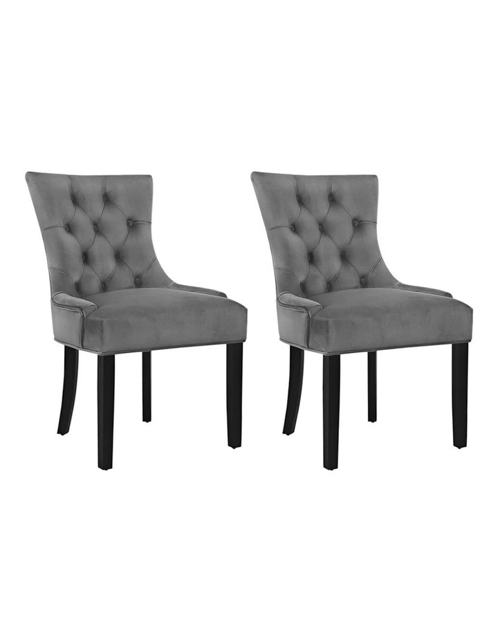 Dining Chairs Velvet French Provincial Set of 2 in Grey