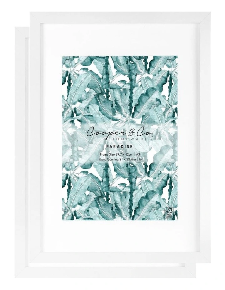 Premium Paradise Photo Frames 29.7cmx42 Matt to 21x29.7cm Set Of 2 in White