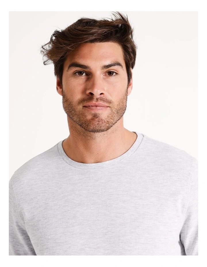 Demarchi Long Sleeve Waffle Crew Tee in Silver Marle