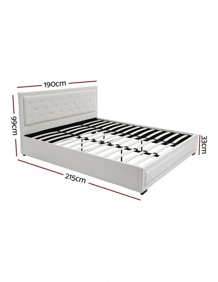 Tiyo King Size Gas Lift Bed Frame in White