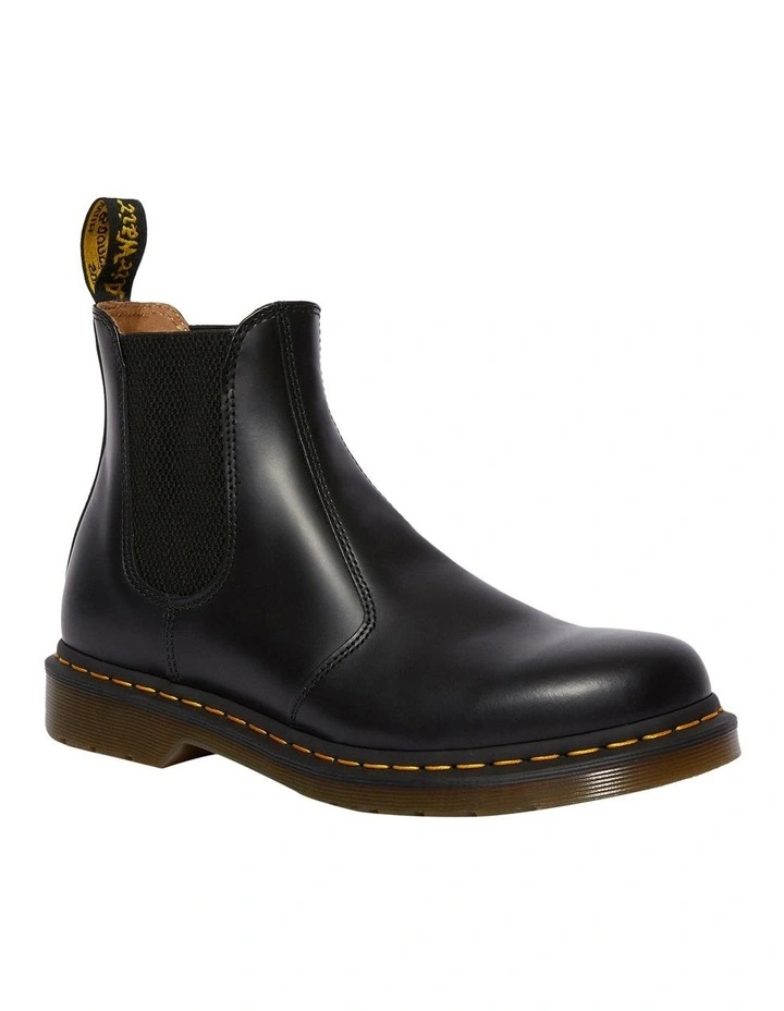2976 Yellow Stitch Smooth Black Combat Boot