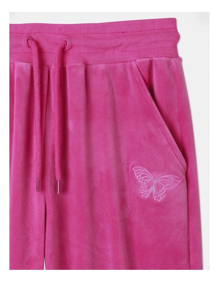Butterfly Velour Trackpant in Fuchsia