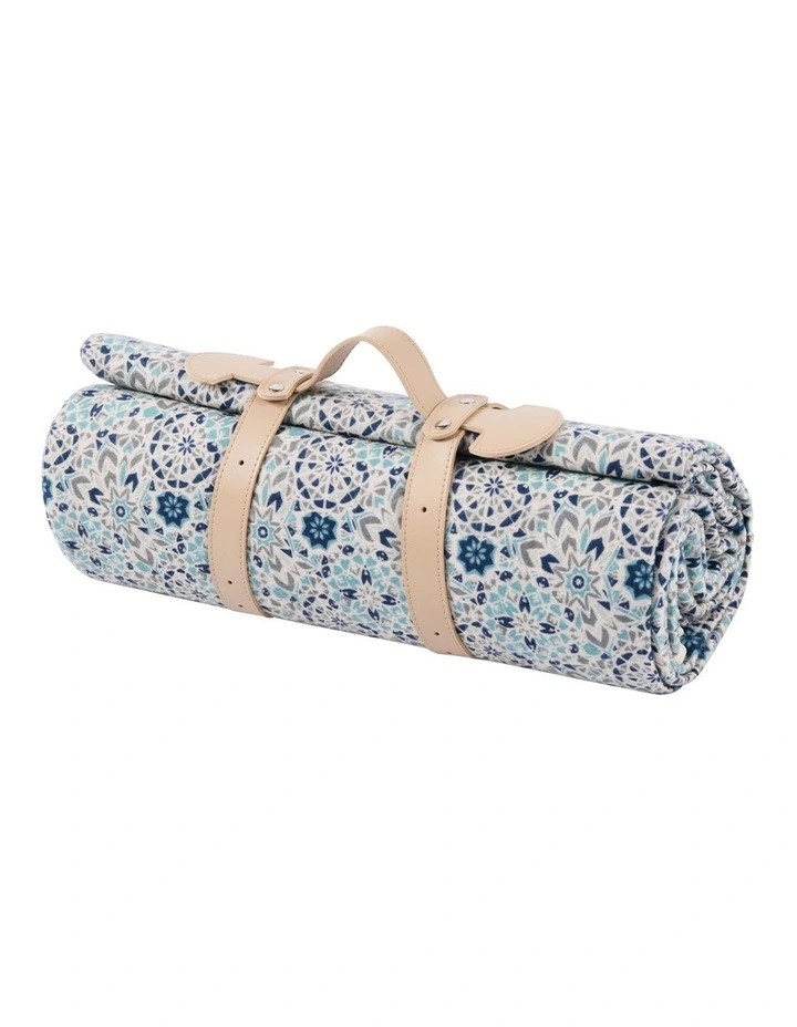 Cotton Top Picnic Rug 200x150cm in Blue Mosaic