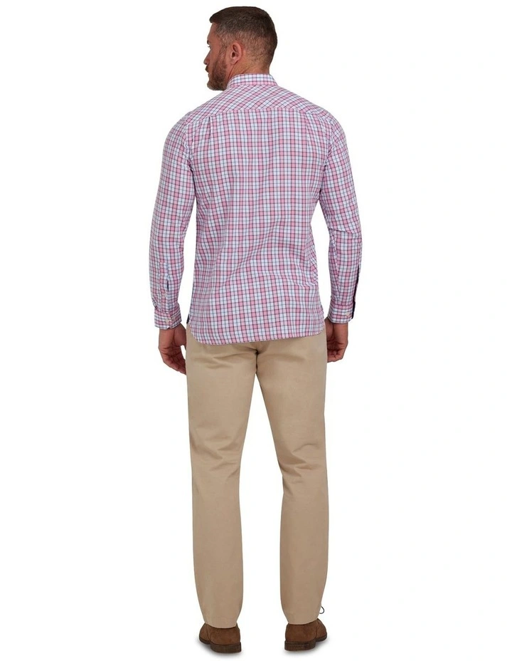 Check Poplin Long Sleeve Shirt in Pink