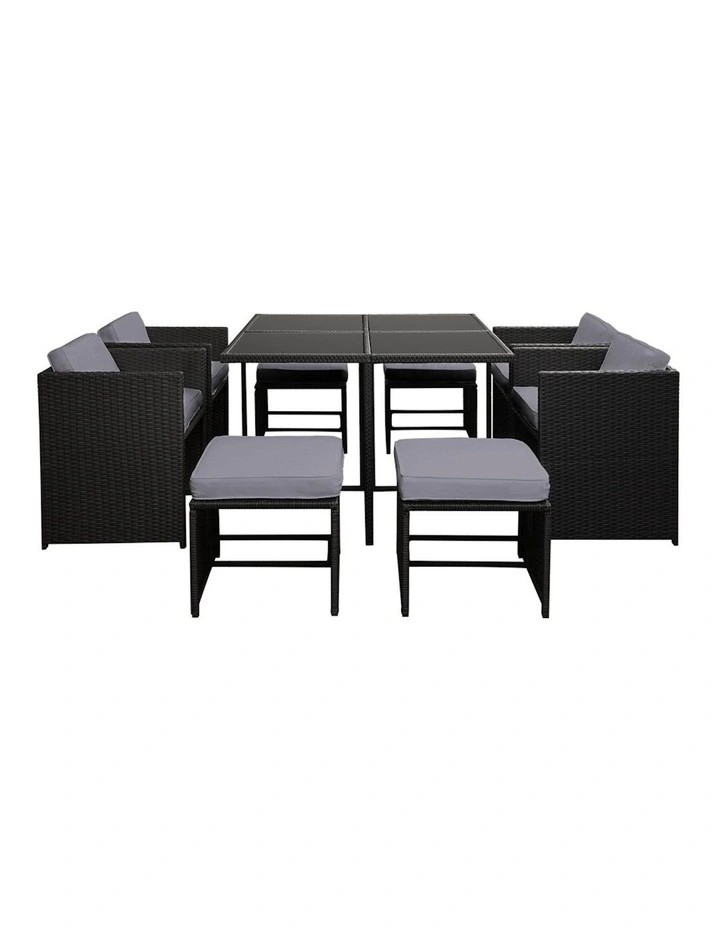 Outdoor Dining Set In Black/Grey