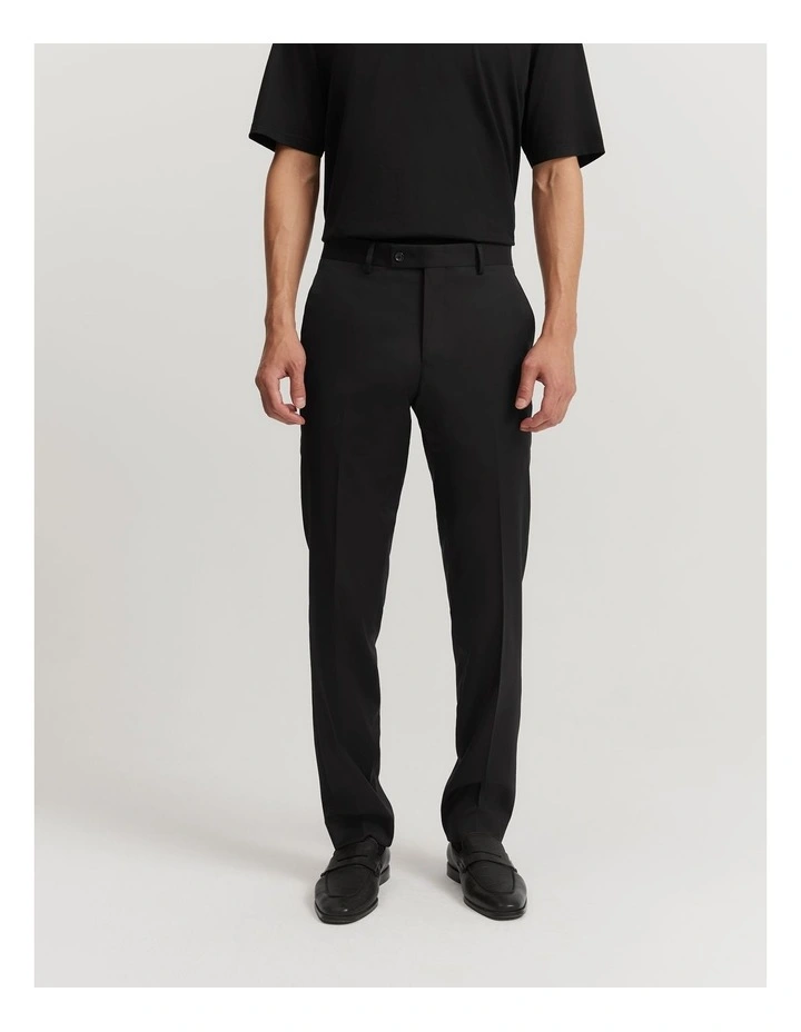 Regular Fit Australian Wool Travel Pant in Black