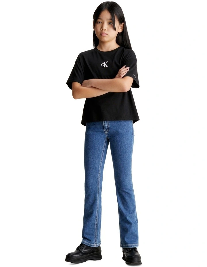 Flare Stretch Denim Jeans in Essential Blue
