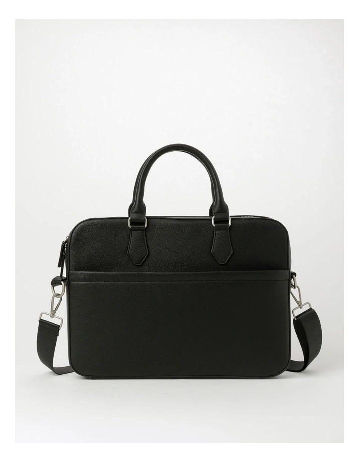Luxe Pebbled PU Laptop Bag in Black