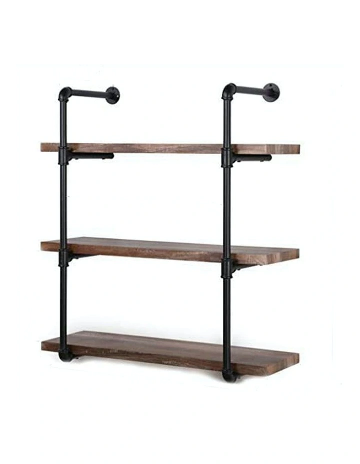 3 Tier Industrial Pipe Wall Shelf Retro Brown