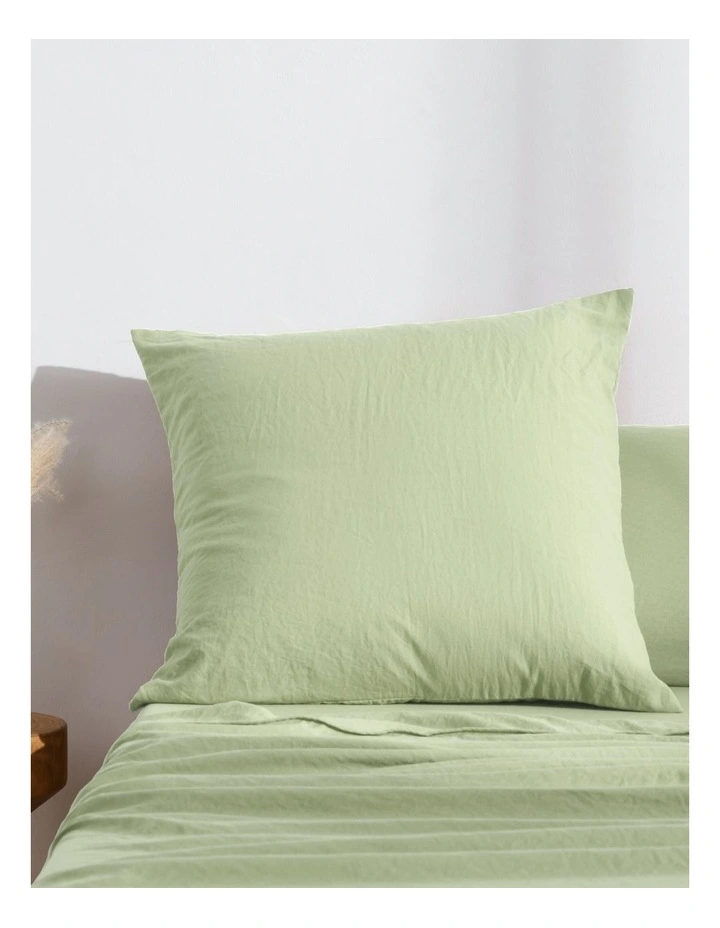 Superfine Washed Microfibre European Pillowcase in Sage Green