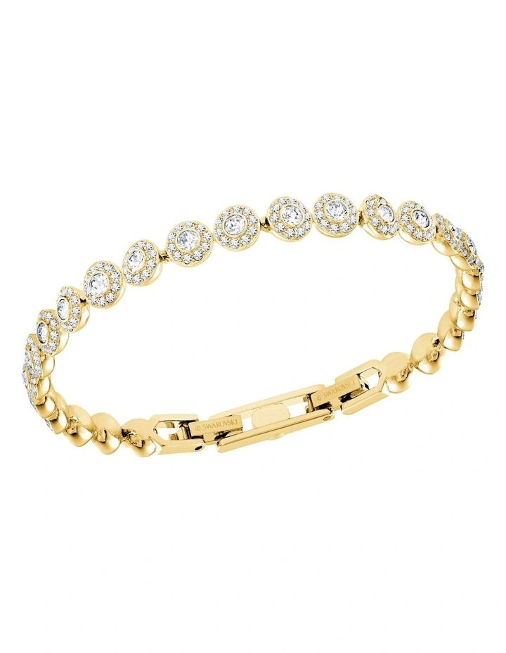 Angelic Bracelet Round Cut Pave Gold-Tone Plated in White
