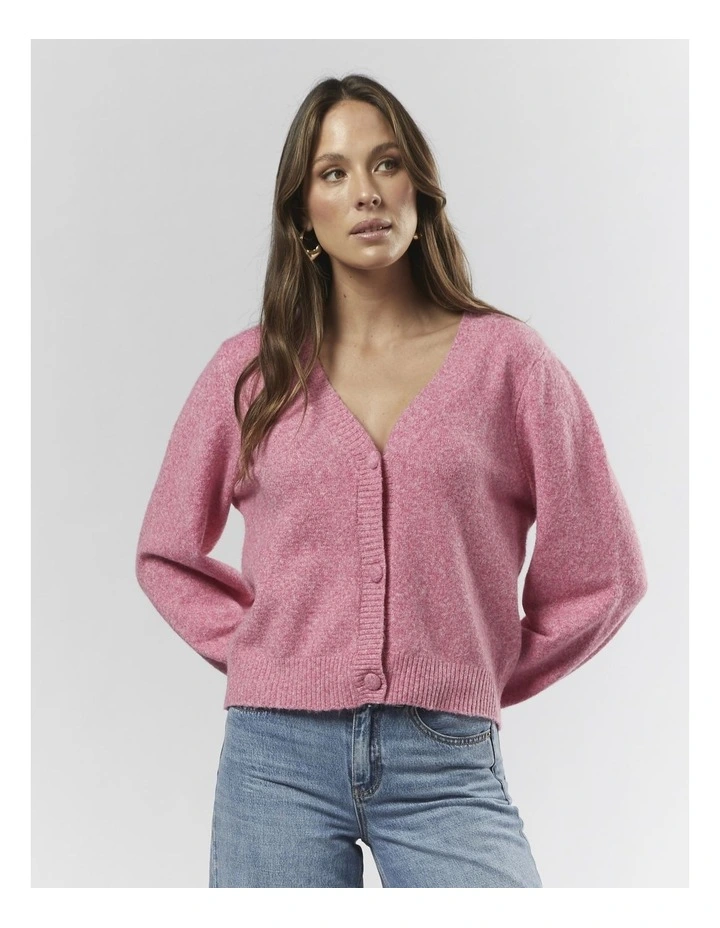 Dofwool V-Neck Button Cardigans in Fuchsia Purple Melan