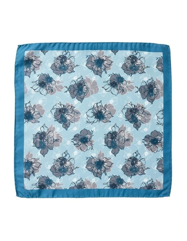 Poppies Silk Pocket Square in Blue
