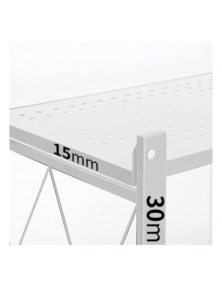 4 Tier Steel Foldable Kitchen Storage Organizer with Wheels in White