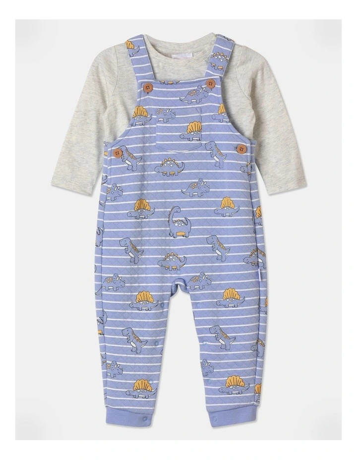 Quilted Overall And T-Shirt Set in Blue